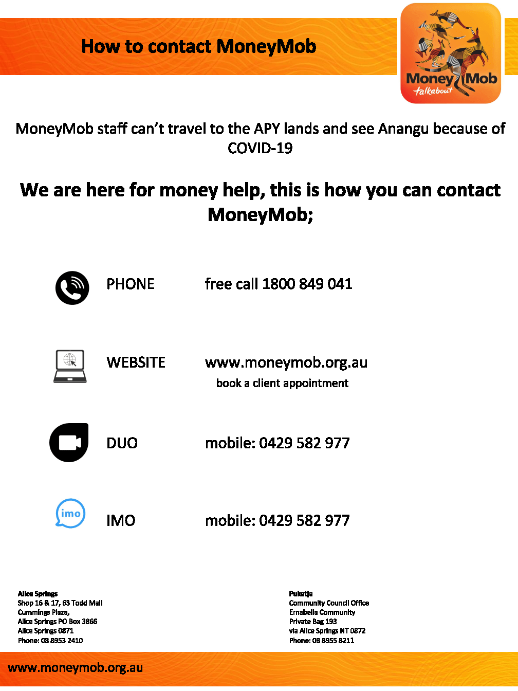 How to contact MoneyMob poster